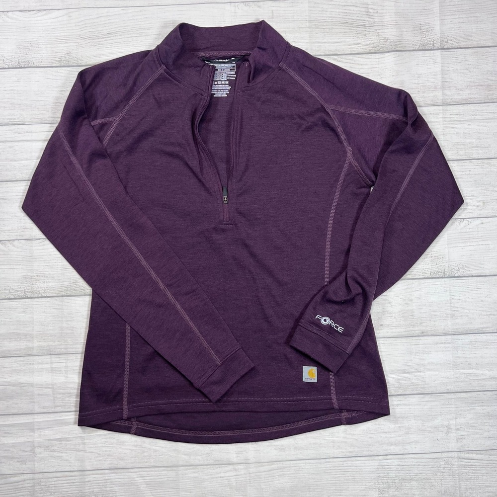 Carhartt Force Pullover Women Medium Purple Quarter Zip Base Layer Top